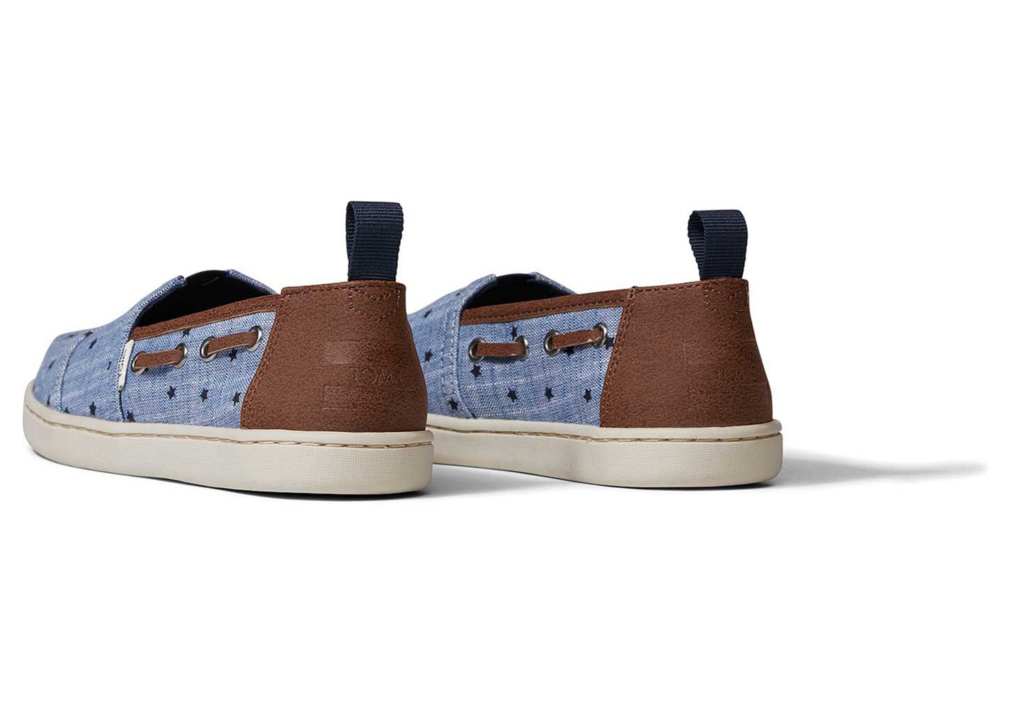 Toms Espadryle Dziecięce Niebieskie - Alpargata Youth Chambray Stars - 23ANXSOWF